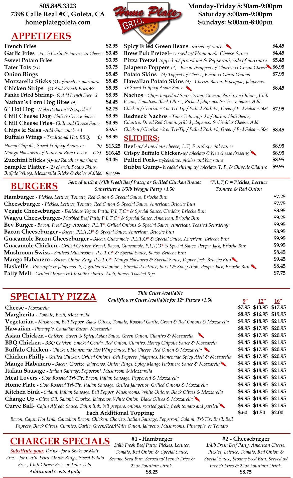 Home Plate Grill Lunch & Dinner Menu Page 1